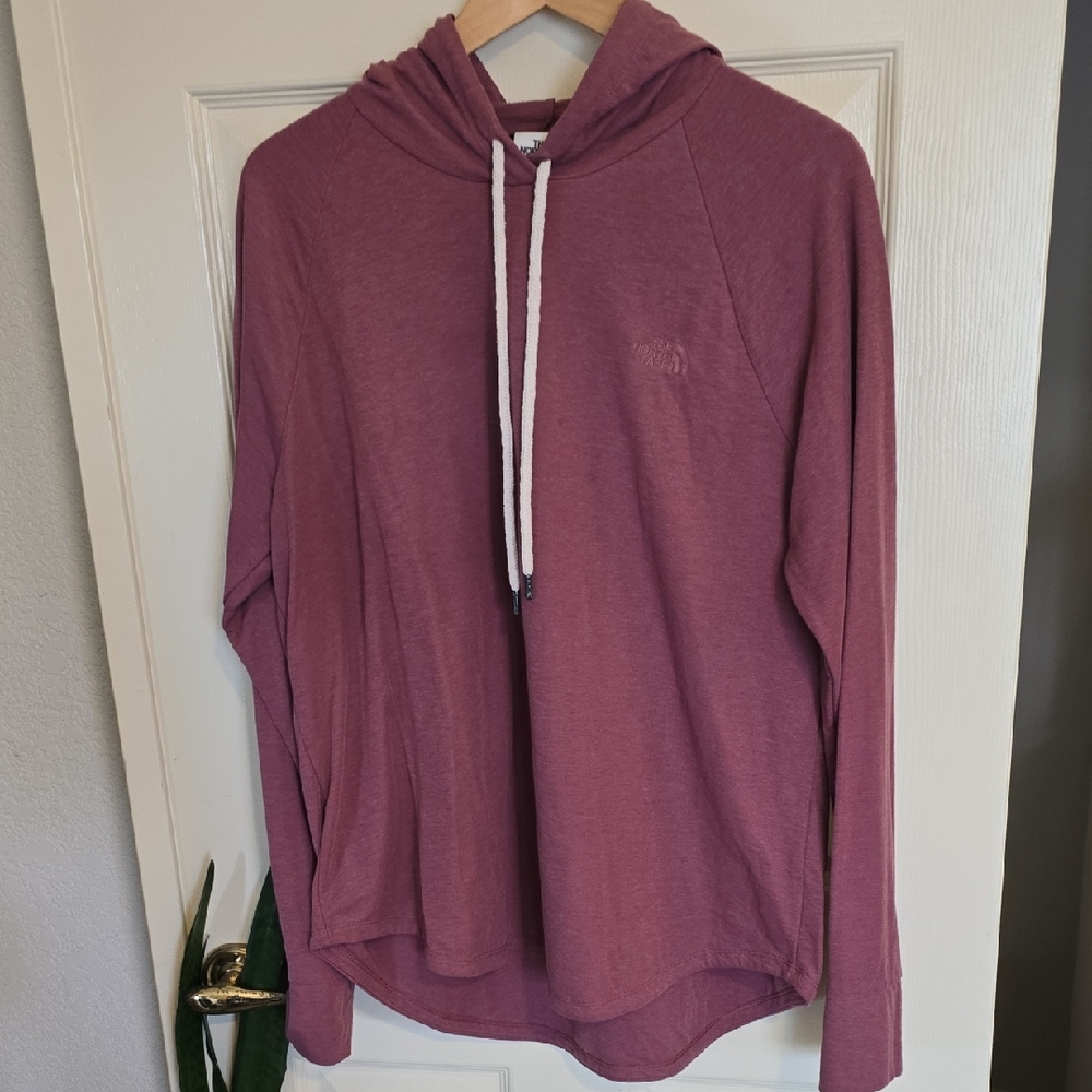 The North Face Maroon Hoodie with White Drawstring